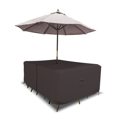 Covers & all Outdoor Rectangle Dining Table & Chair Set Cover, 1000D PVC-Coated Heavy Duty Waterproof, UV & Tear-Resistant Patio Furniture Cover with Umbrella Hole, Air Vents & Drawstrings