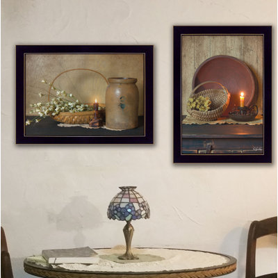 "Candle Light & Flowers", ensemble de 2 encadrements de vignette encadrés pour la maison par Susie Boyer