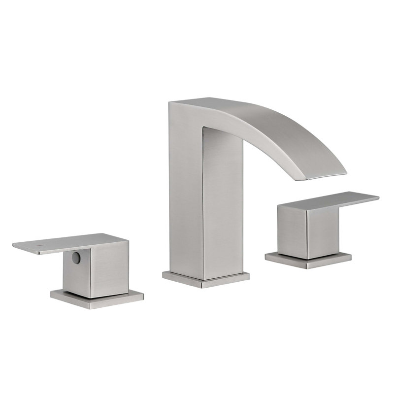 Bathroom Stainless Steel Faucets For Sink 3 Hole 8 Inch Widespread Bathroom Sink Faucet Double Lever Handle Faucet Bathroom Vanity Faucet Basin Mixer Tap Faucet With Hose