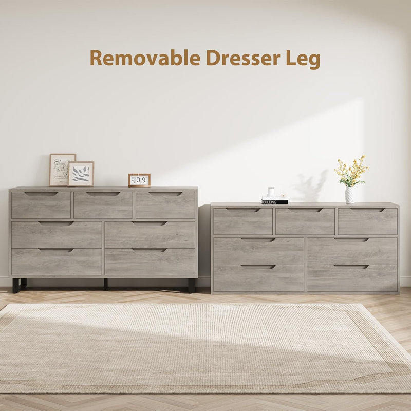 Commode 7 tiroirs Modern Modern, Gris
