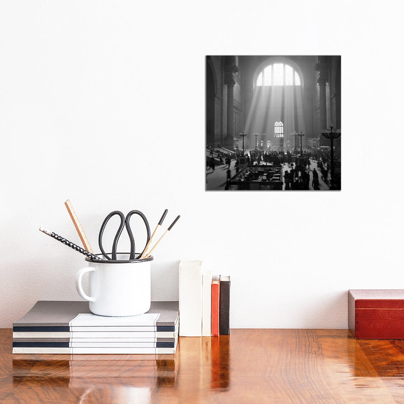 1930S-1940S Interior Pennsylvania Station New York City With Sun Rays Streaming In Window - Wrapped Canvas Print