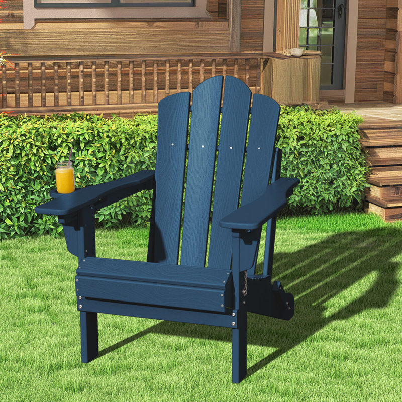 Kahn Folding Adirondack Chair with Cup Holder , Blue