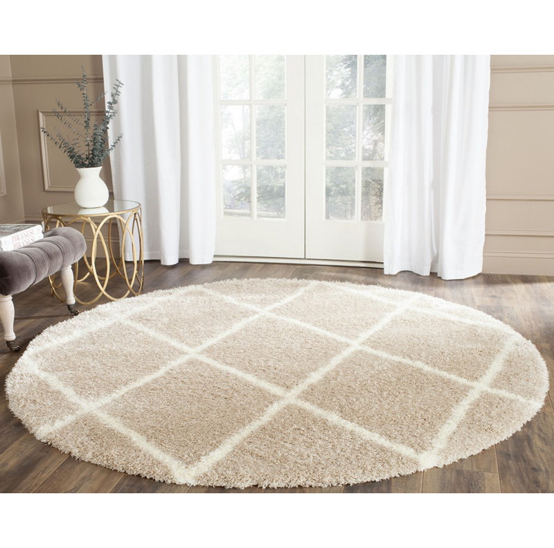 Amhold Shag Performance Geometric Rug, Round 6'7"