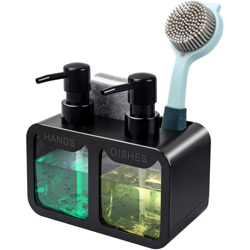 Ensemble de distributeur de savon de cuisine noir 4 en 1