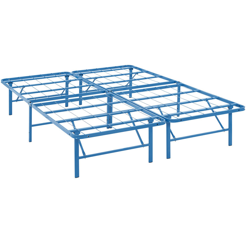 Horizon Full Light Blue Stainless Steel Metal Bed Frame with Slats