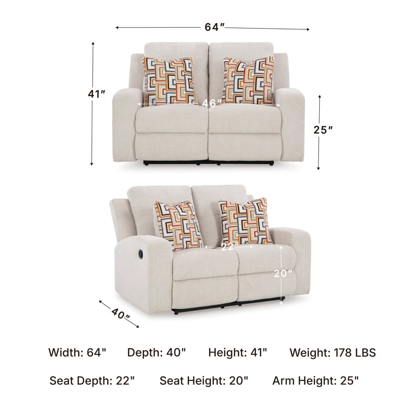 Senora Reclining Loveseat, White