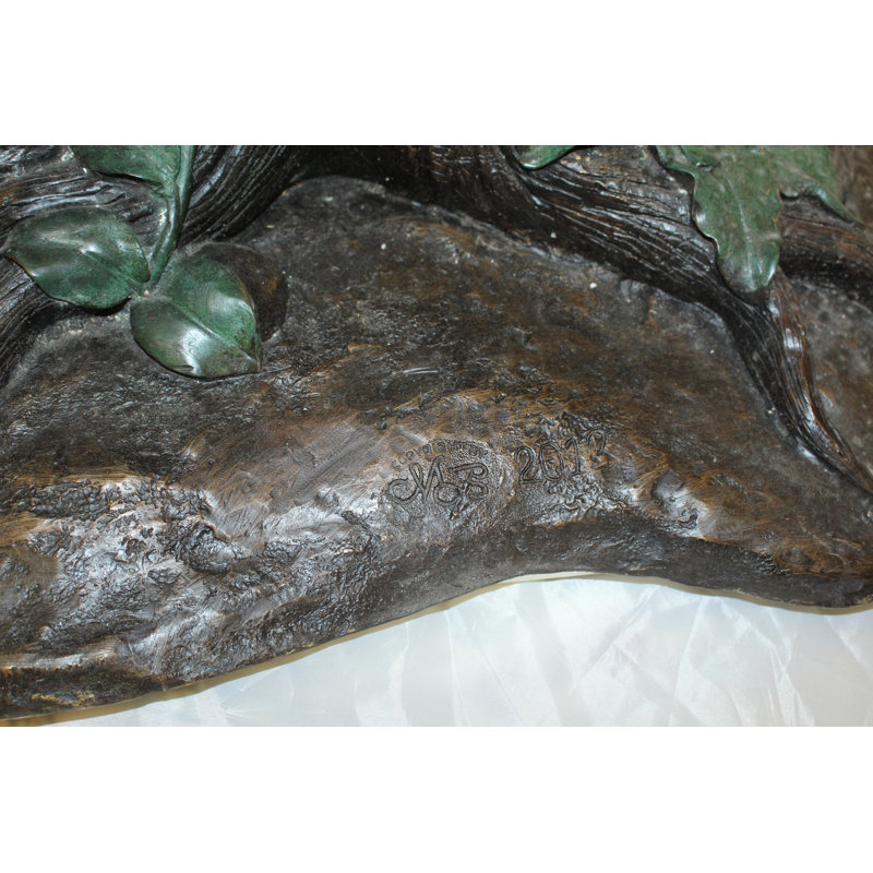 Peacock on Tree Bronze Statue -  Size: 31"L x 30"W x 64"H.