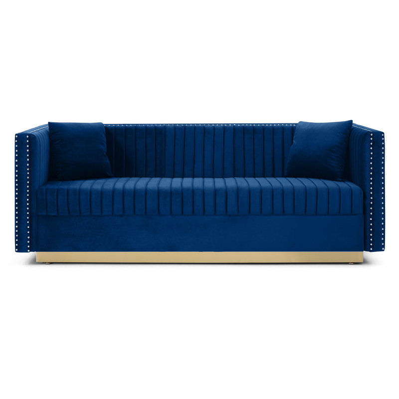 2 pièces contemporaines en velours bleu avec velours rembourré de salon moderne