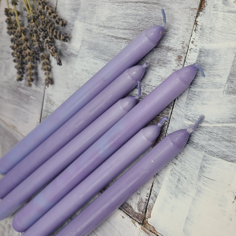 Bougies de cire colorées non parfumées, durée de combustion de 8 heures, Lavande