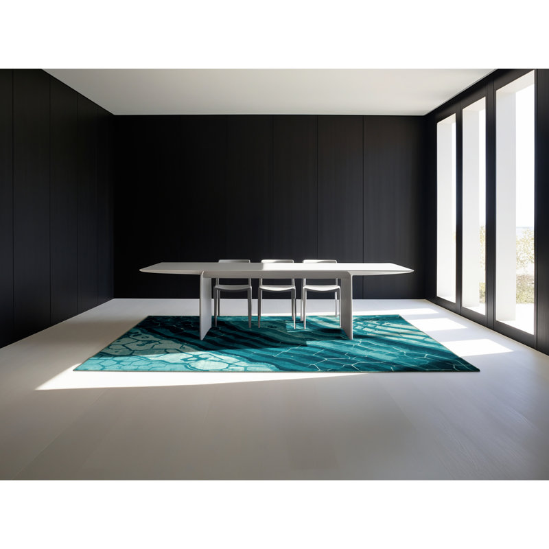 Machine Washable Parrilla Rice Paddy Global Inspired Geometric Rug in Green – SageGreen Binding, 6' Round