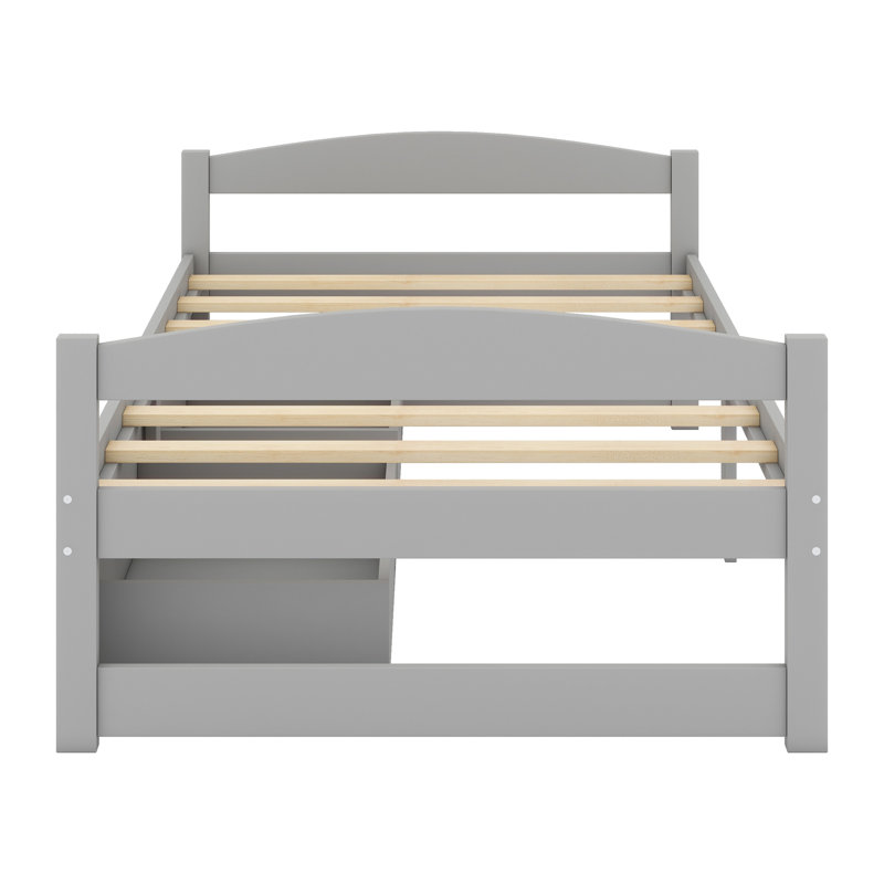 Lit plateforme avec deux tiroirs, Gris