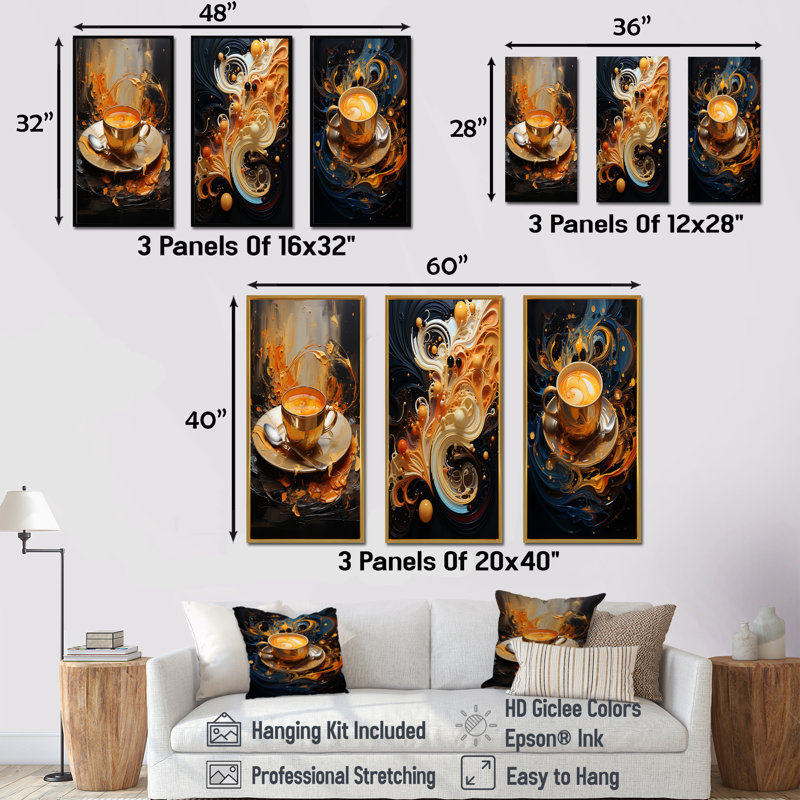Abstract Aromas Coffee Dream, Black Floater Framed, 32" H x 48" W