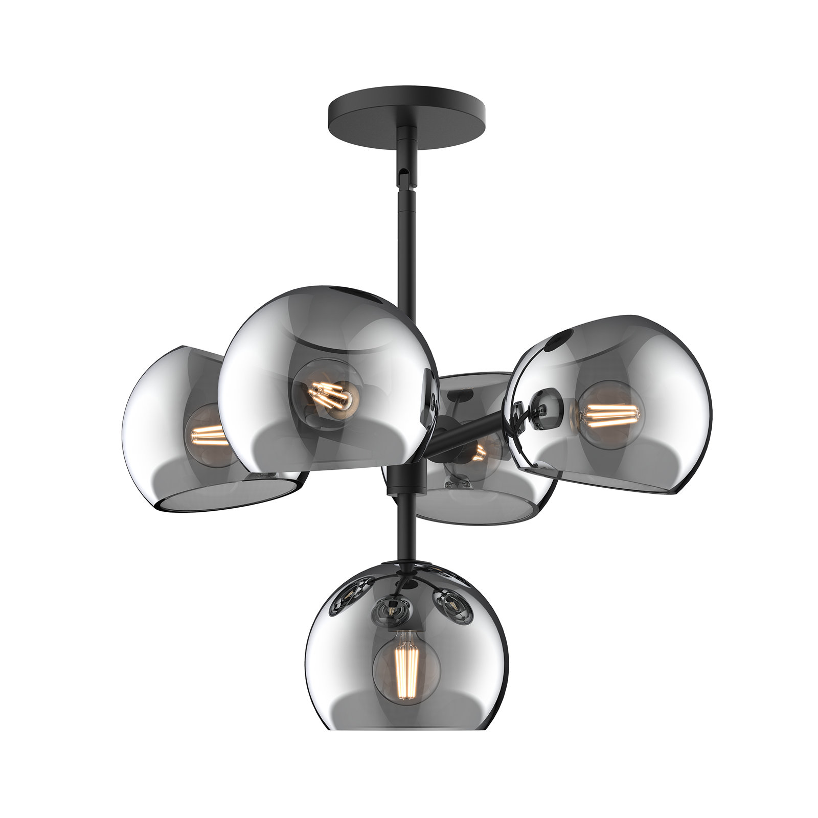 Willow 5 - Light Sputnik Chandelier, Matte Black, Smoke