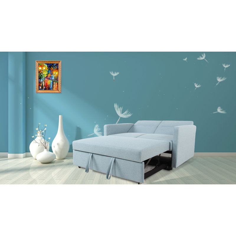 Canapé-lit Abdulameer, Microfibre bleu clair