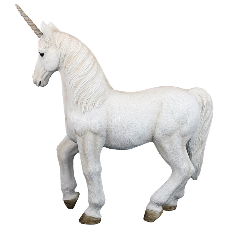 Mystical White Resin Unicorn Garden Statue, 16 Inches