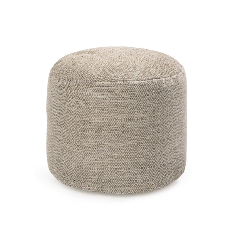 Sfera 17" Stone Upholstered Pouf Ottoman, Off White