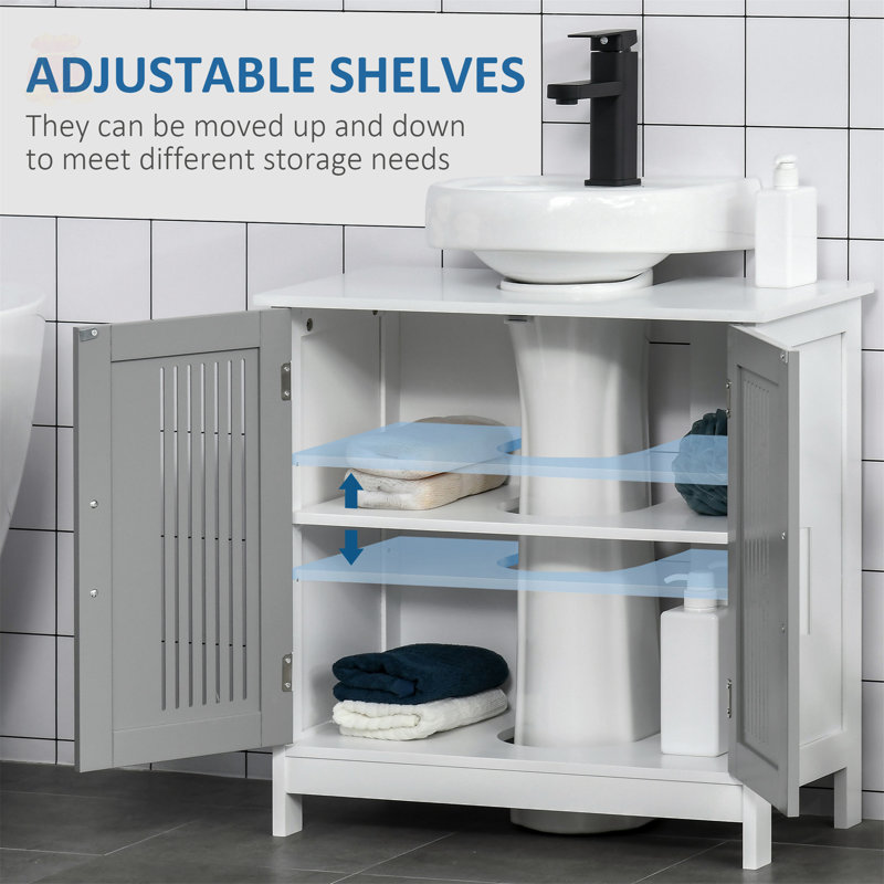 Versatile Under Sink Cabinet for Bathroom with Stylish Design and Ample Storage, White/Gray