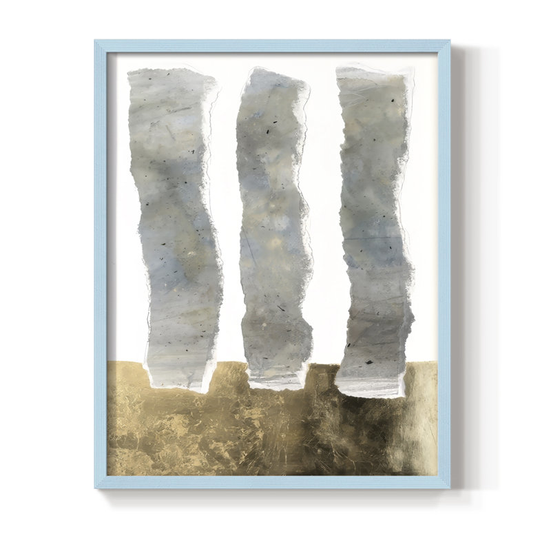 Protracted Pillars I Framed Print - Solid Wood, 30" H x 24" W, Blue