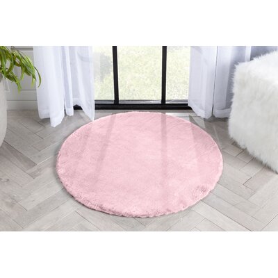 Well Woven Opal Crest Modern Solid Glam Faux Fur Plush Light Pink Glam Shag Area Rug -  OPA-19-4R