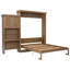 Grand lit escamotable en bois - Lit rabattable peu encombrant avec décor à persiennes et tablettes de rangement multifonction