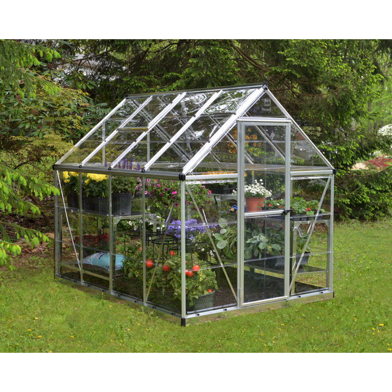 Harmony Greenhouse 6 x 4, Silver, 208cm H x 185cm W x 426cm D