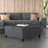 Ellis 36"W Upholstered Vegan Leather Modern Square Coffee Table Storage Ottoman with Split Lift-Top-413620567