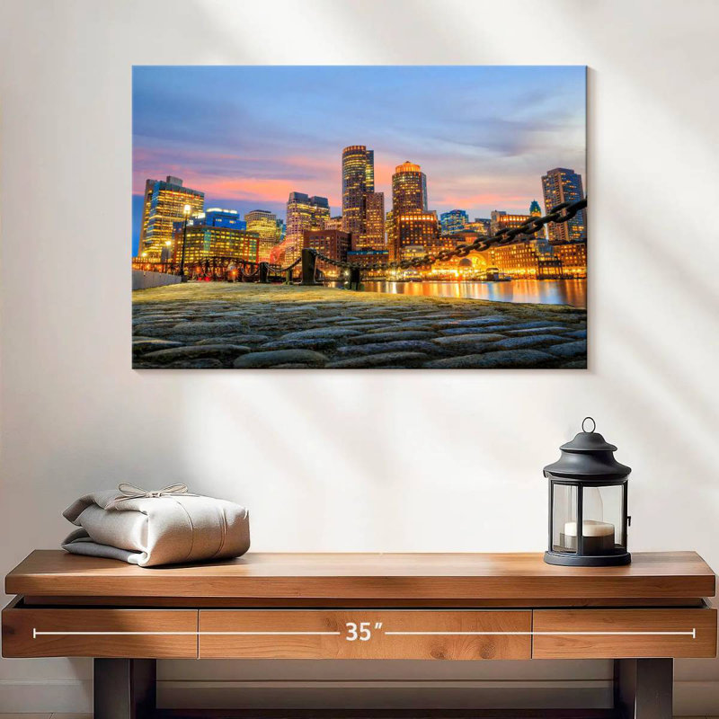 Lumières du port de Boston, H 16 po x l 24 po