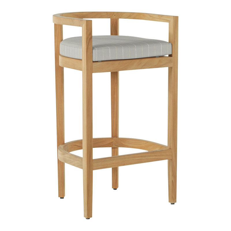 Santa Barbara Patio Bar Stool with Cushion, Welt, Verona Mist, Oyster Teak
