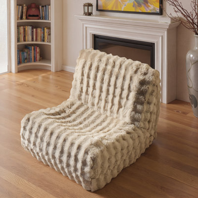 Classic Bean Bag Chairs For Adults, Faux Fur Bean Bag Compressed Chairs Filled Memory Foam,Plush Lazy Sofa For Living Room,Bedroom,Dorm,Office