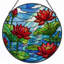 12"H Water Lily Stained Glass Window Panel-303577948
