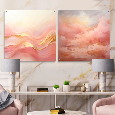 Darlington - Abstract Shapes Acrylic Wall Art Glass Set Of 2