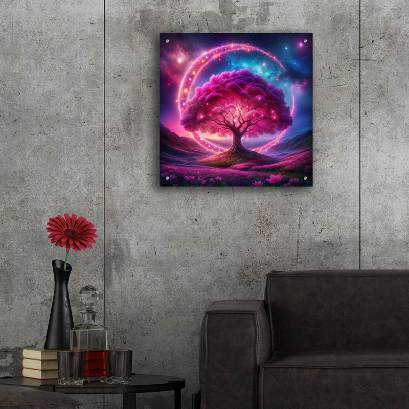  «Purple Dreamscape» par Rey Klimt, art mural en verre acrylique, 24 po x 24 po, H 24 po x l 24 po