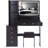 41 Inch Large Left Bedside Cabinet Vanity Table Set with Cushioned Stool, 2 AC+2 USB Power Station, Hair Dryer Stand, and Extra Large Touch Control LED Mirror-1026048619