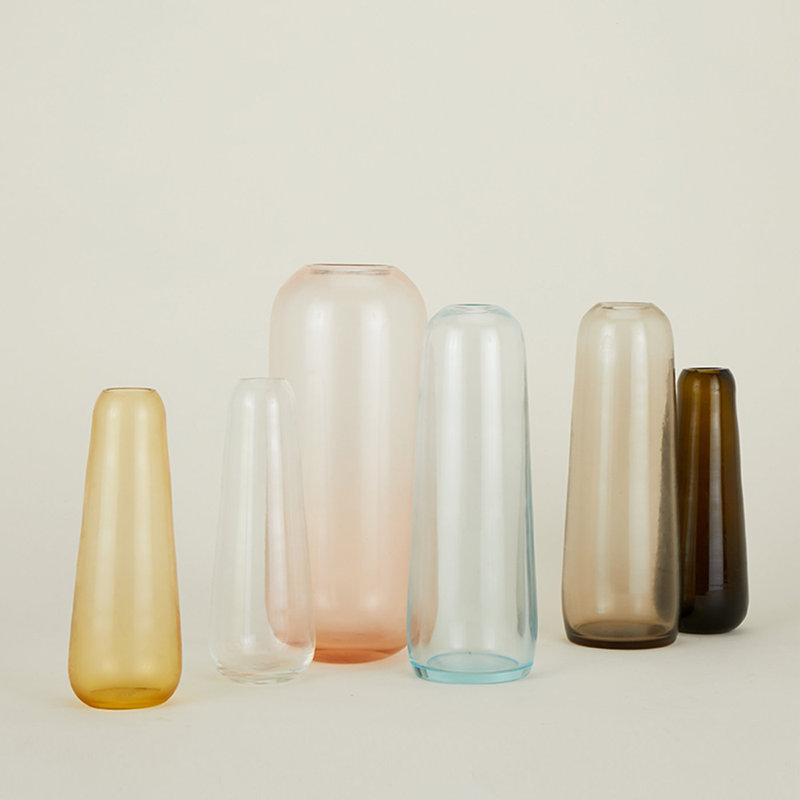 Aurora Handmade Glass Table Vase, Blush, 12.5" H x 5" W x 5" D