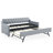 Upholstery Daybed With Erectable Trundle And USB Charging Design, Linen-877069635