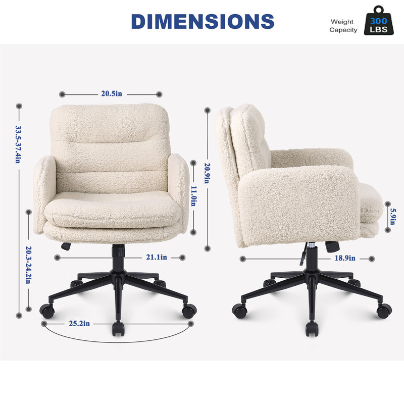 Chaise de bureau rembourrée Culpepper, Beige