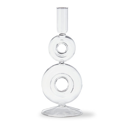 Odette Clear Glass Taper Holder Large 3.5 x 3.5 x 9 in