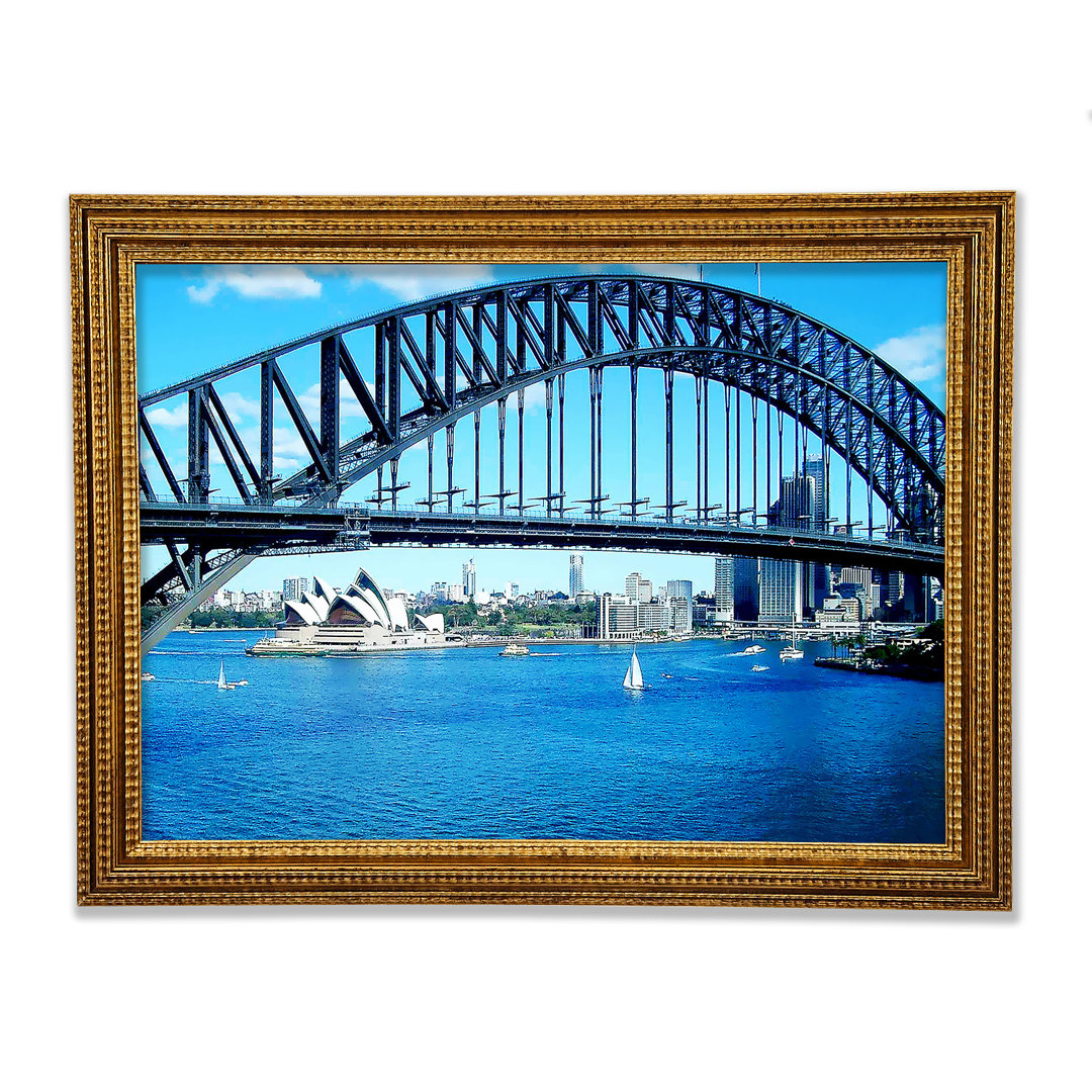 Gerahmtes Poster Sydney Harbour Bridge Opernhaus Ansicht Farbe