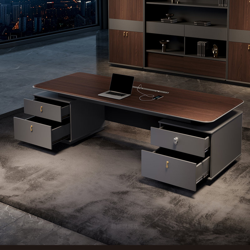 Bureau 86,61 po rectangulaire moderne à densité de couleur noyer, H 29,53 po x l 86,61 po x P 38,58 po