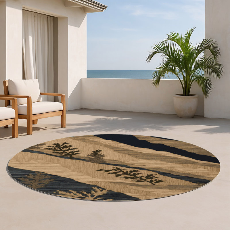 Tapis d'intérieur et d'extérieur brun Nature, Rond 5 pi