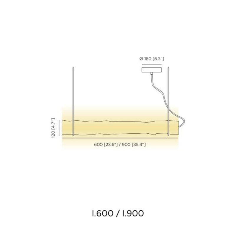 Baggy Horizontal Suspension Lamp, 1.57" H x 23.6" W x 4.7" D, 16.2 W