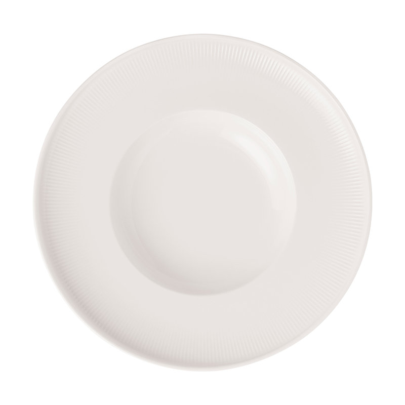 Villeroy & Boch Afina Wide Rimmed Soup Bowl, Premium Porcelain, Made in Germany, Dishwasher and Microwave Safe, 11.5 x 11.5 x 2.25 in, Stackable, White