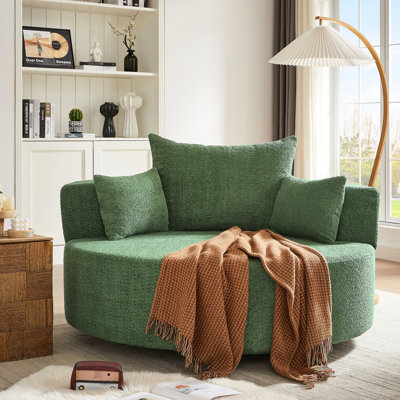Fauteuil pivotant à 360 degrés Siège spacieux et confortable. Revêtement en chenille. Coussins amovibles. Pour le salon, la chambre à coucher, le bureau à 360 ° avec le tissu. Profondeur du siège. Idéal pour la décoration intérieure