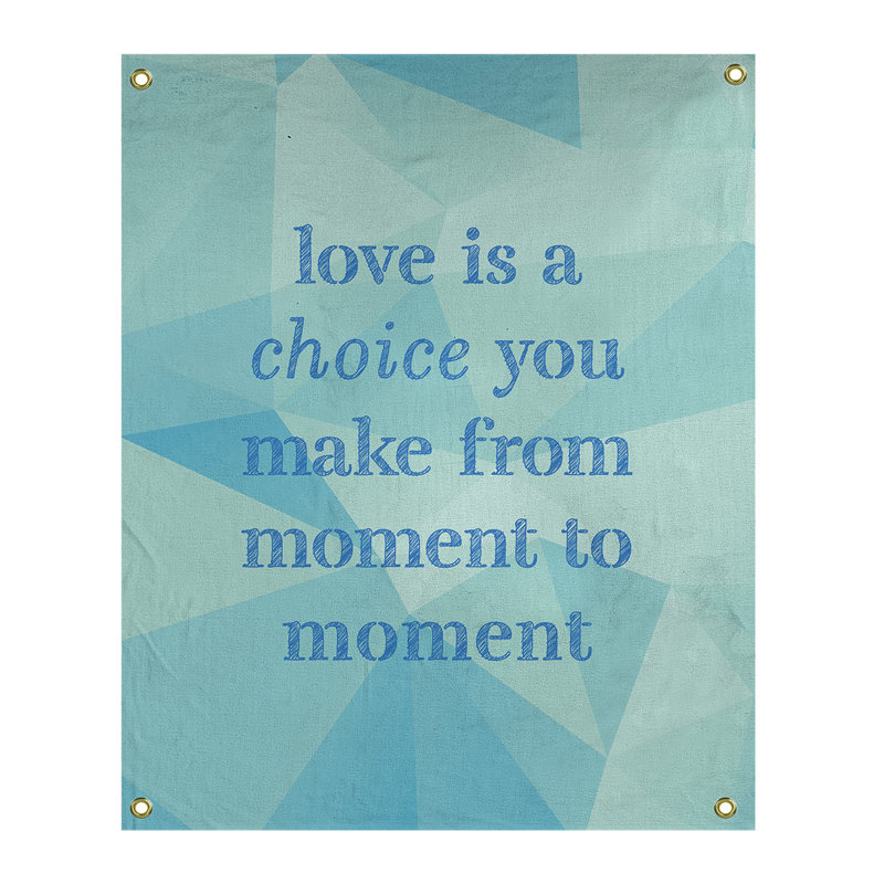 Tapisserie de polyester en faux gemme love is a choice quote, H 59 pi x l 50 po, Bleu zircon