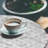 Wrought Studio Geometric Fitted Round Tablecloth Pale Grey and White-1012518512