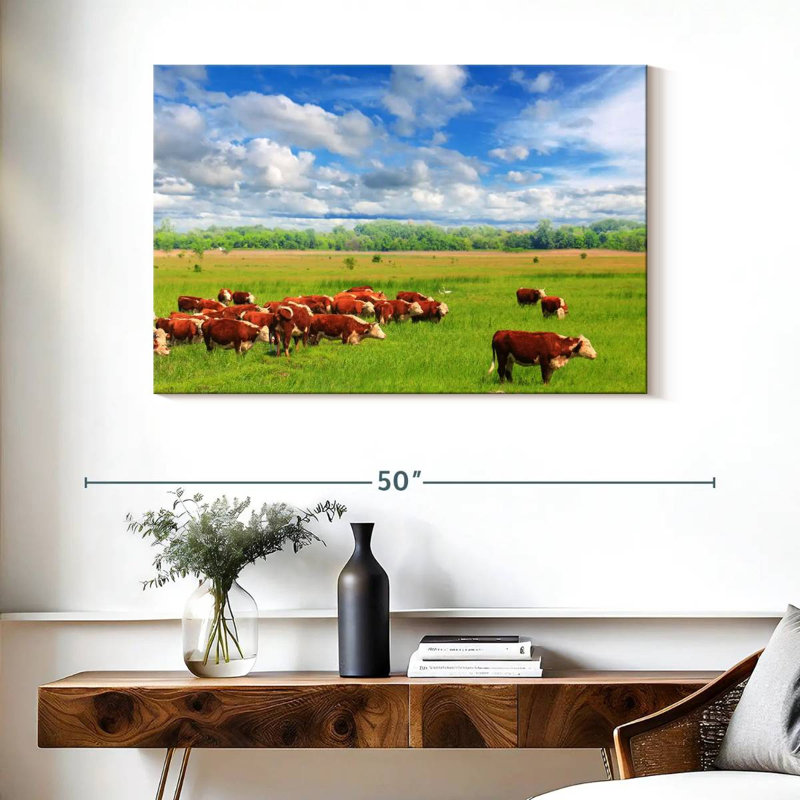 Brampt Grazing Hereford Cows, 26" H x 39" W