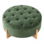 Repose-pieds rond capitonné 32 po avec pieds en bois massif, table basse moderne avec boutons capitonnés, lignes passepoilées, repose-pieds en chenille pour le salon-395992833