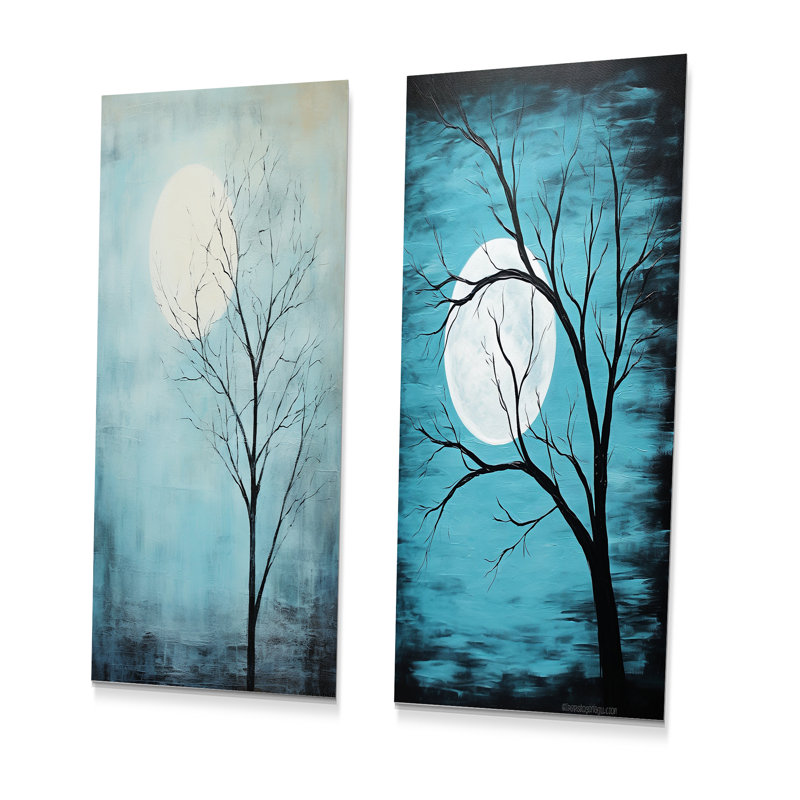 Blue Moon Tranquility - lune, ensemble de 2 impressions sur métal, H 28 po x l 24 po