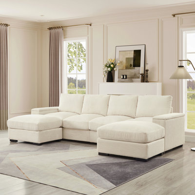 Sectional Sofa Deep Seat Sofa Couch With Ottomans, Faaliliu Sofa Sleeper Comfy Upholstered Furniture For Living Room, Apartment, Office
