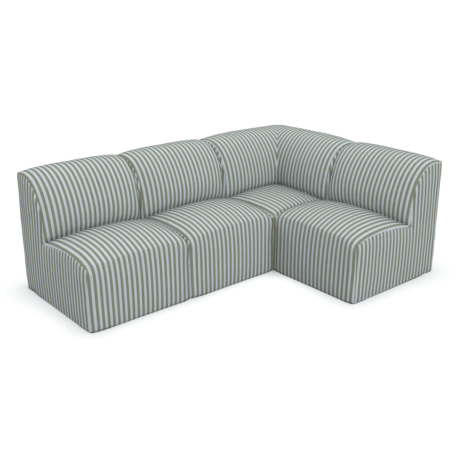 Praia 90" Sunbrella® Patio Sectional, Sail Away Aloe Striped Sunbrella®